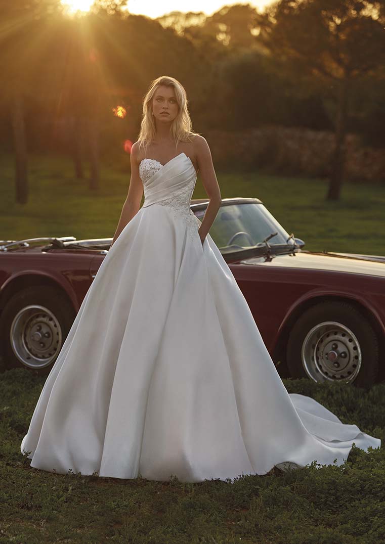 strapless open back dress Pronovias: Napolis – Camellia Wedding Gown | Bridal Store