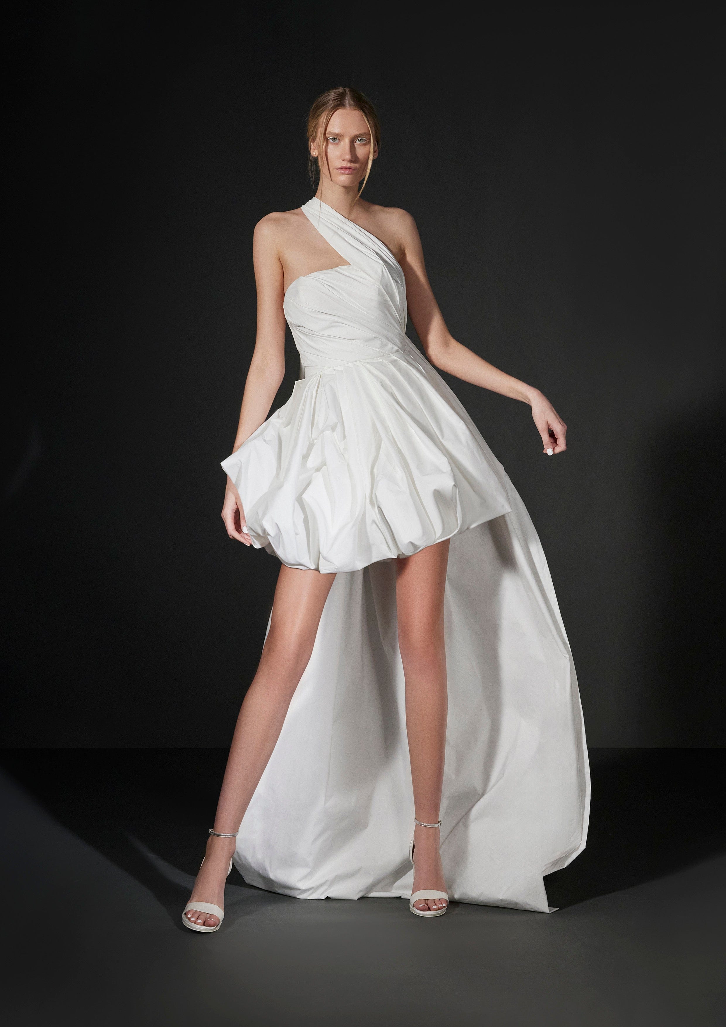 white by vera wang organza high low wedding dress White by Vera Wang High Low Tiered Wedding Dress