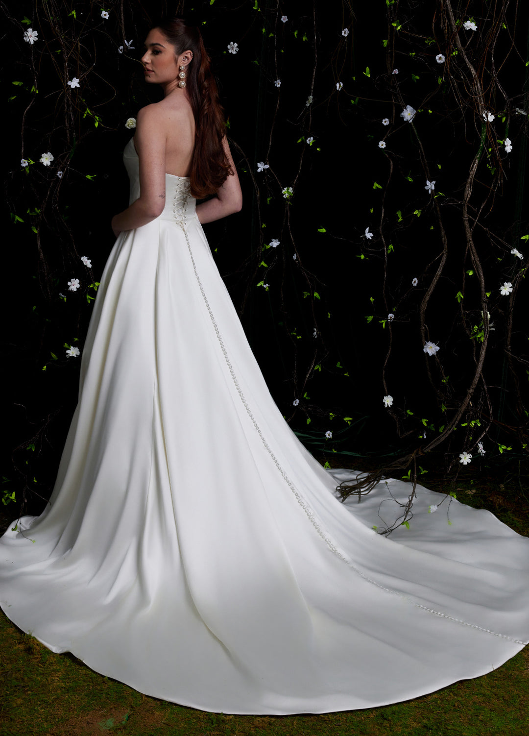 Ashley Justin Gemma 11275 sample sale aline strapless wedding dress back view
