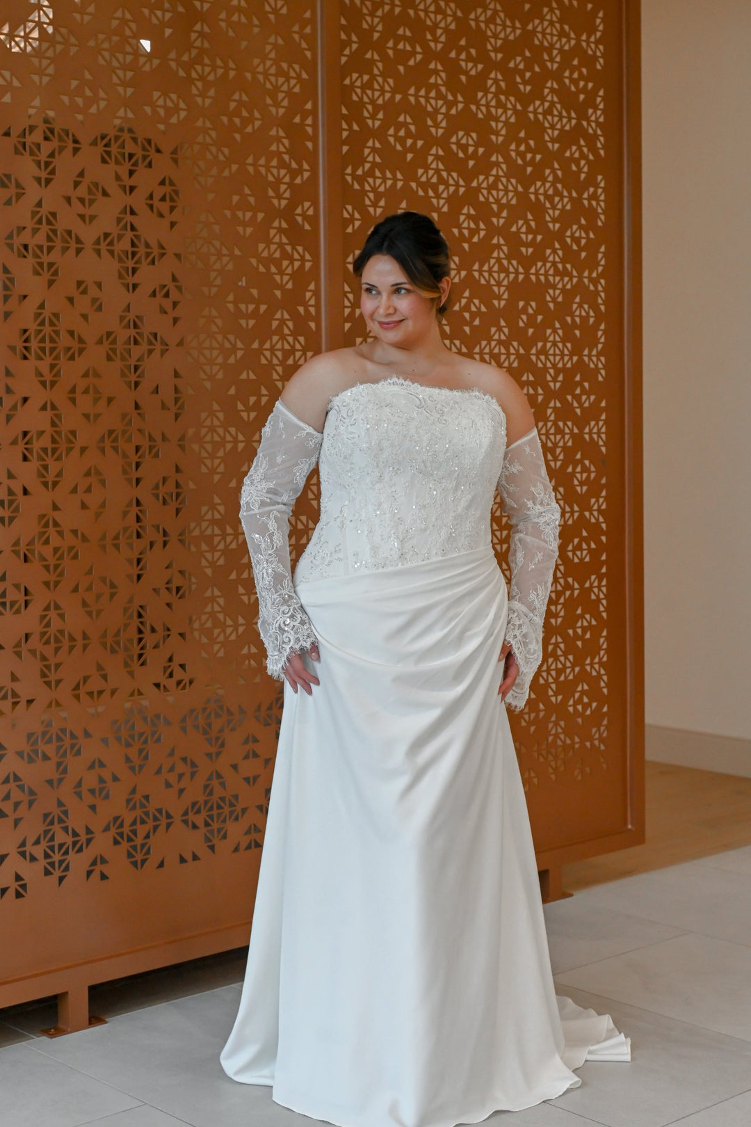 Curve Couture Lisbon fit and flare wedding dress 1 - Camellia Wedding Gown Toronto