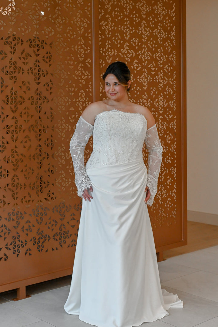 Curve Couture Lisbon fit and flare wedding dress 1 - Camellia Wedding Gown Toronto