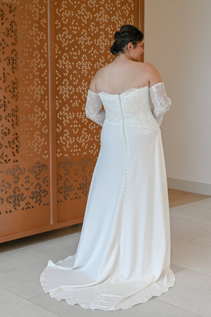 Curve Couture Lisbon fit and flare wedding dress 5 - Camellia Wedding Gown Toronto