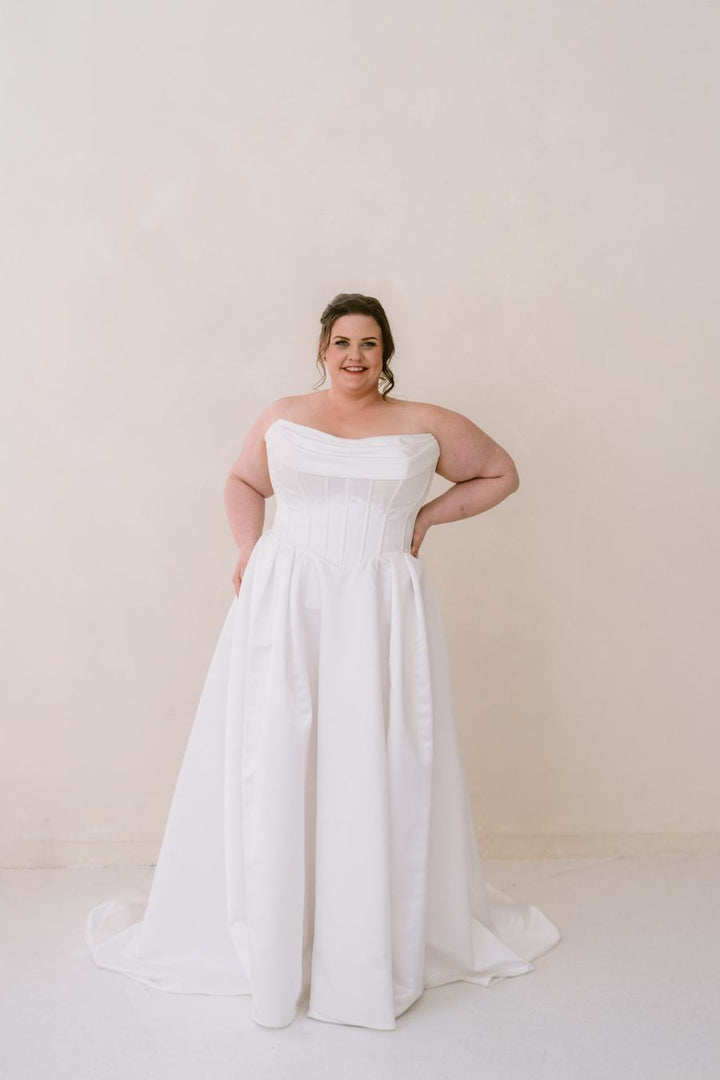 Curve Couture Taytum Satin ball gown wedding dress 1 - Camellia Wedding Gown Toronto