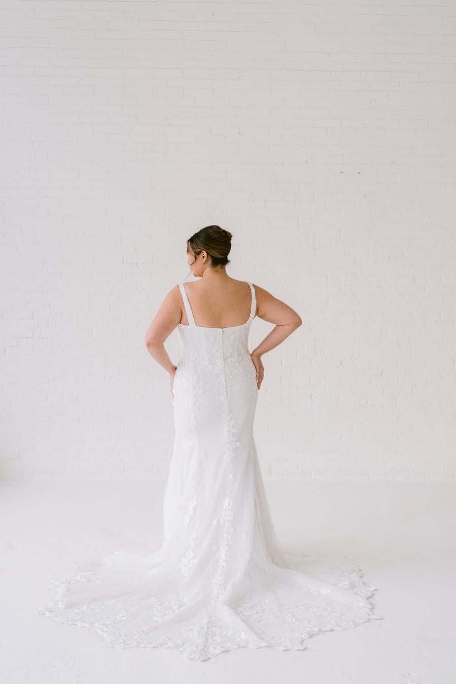 Curve Couture Valentino fit and flare wedding dress 2 - Camellia Wedding Gown Toronto