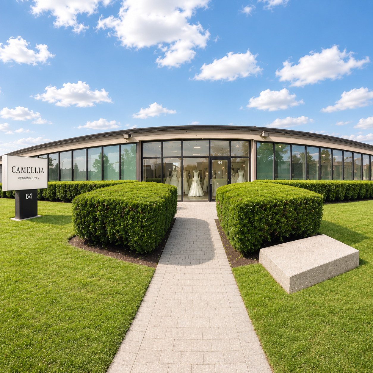 Exterior of Camellia Wedding Gown, a luxury bridal boutique in Toronto with designer wedding dresses.