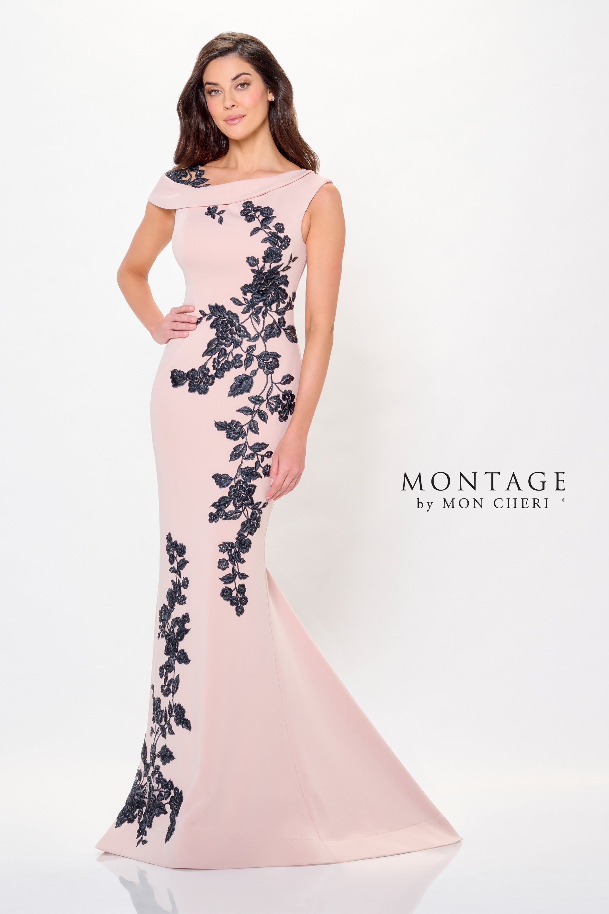 Blush and black wedding dress sale