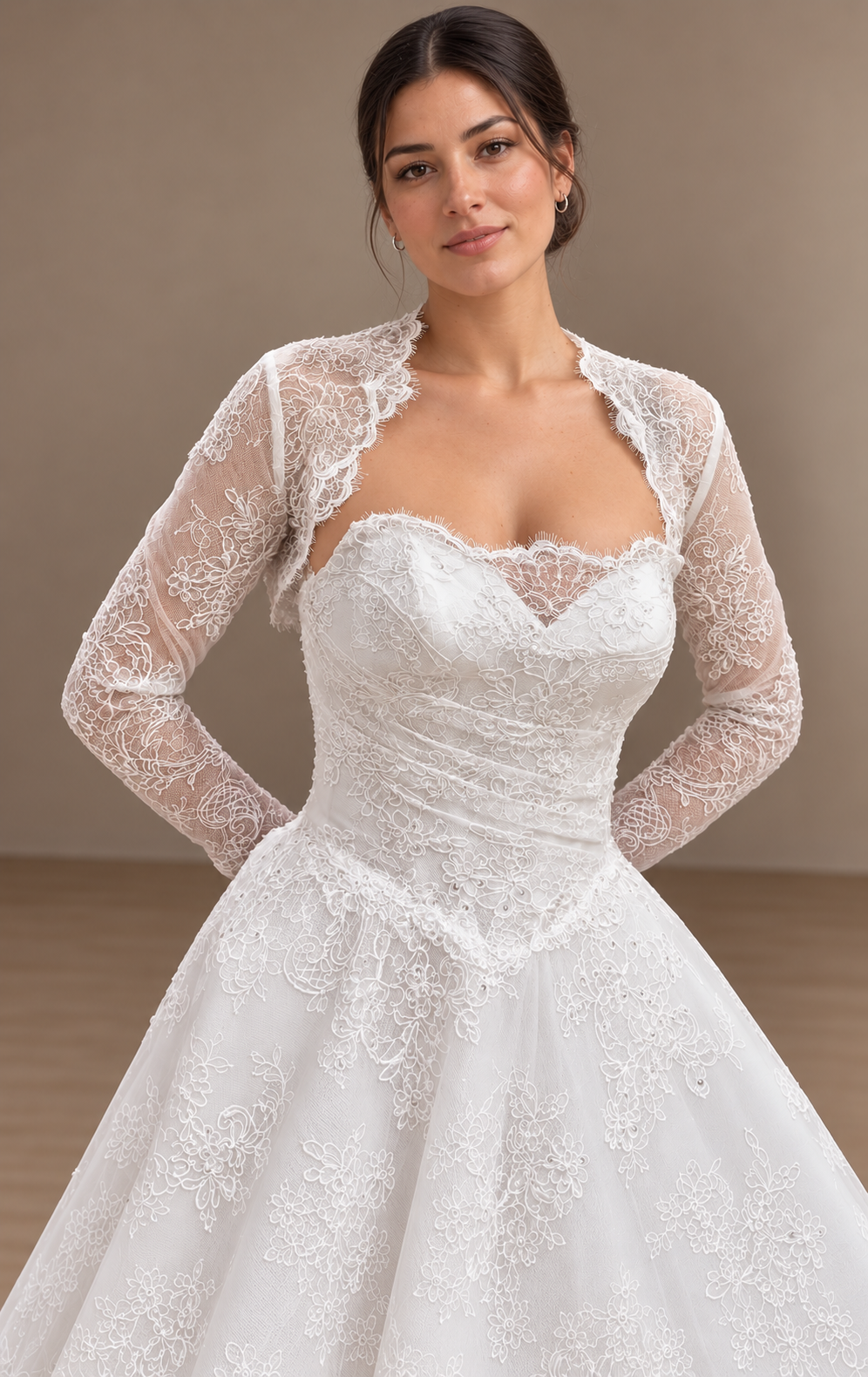 Magnolia Couture Wedding Dress corset back Aline Lace wedding Dress with straight neckline and strapless with lace jacket detachable