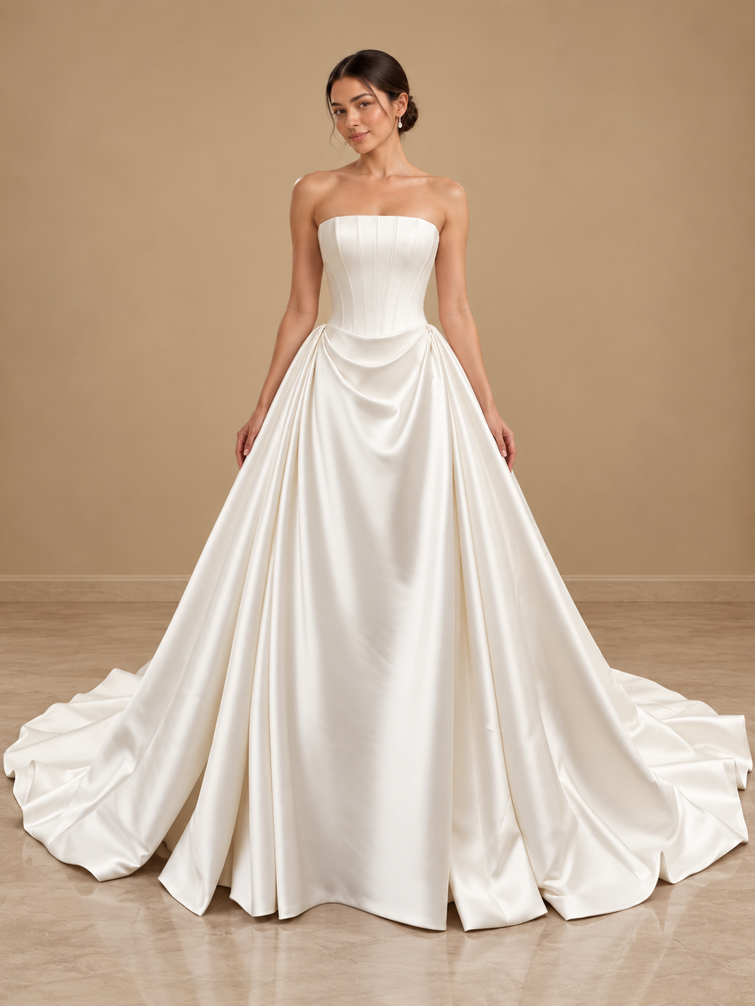 Magnolia Couture Wedding Dress mikado Ballgown with straight neckline and corsetback