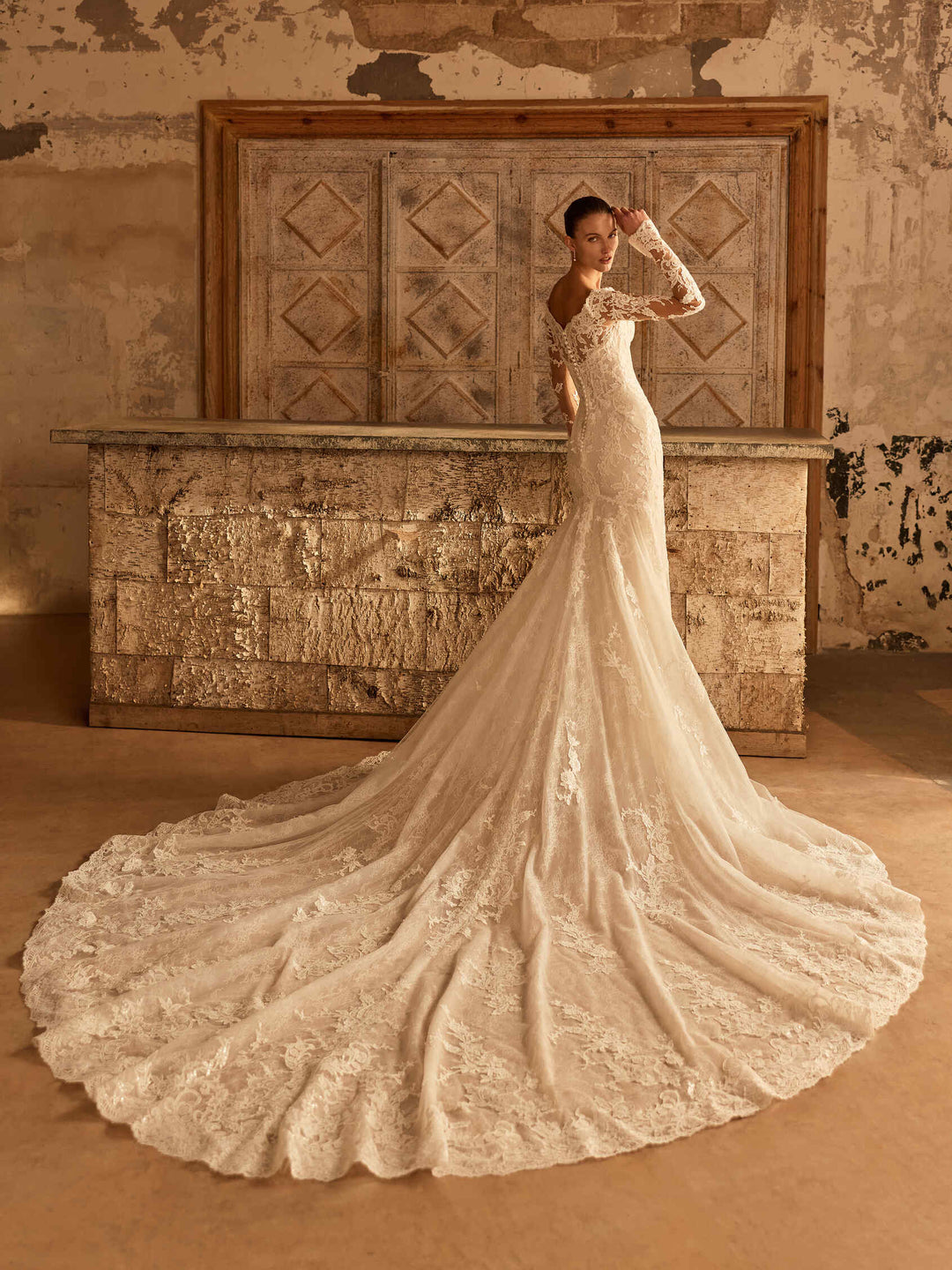 Pronovias Privée Ankey mermaid lace wedding dress, image 2