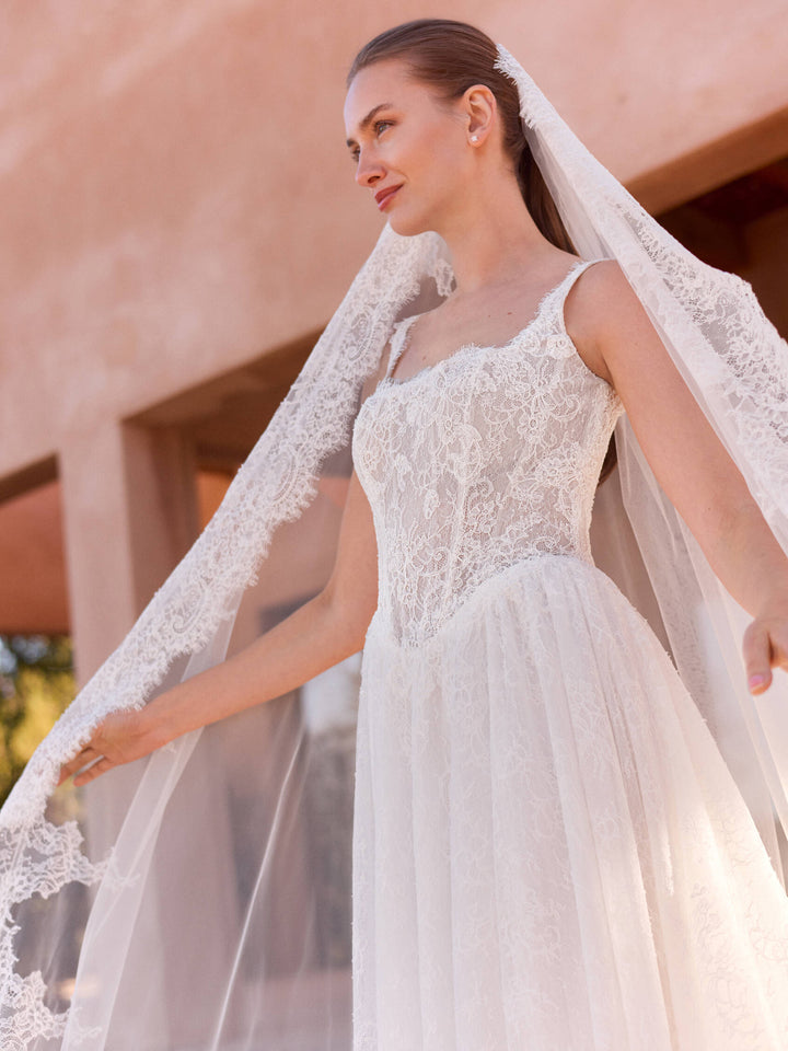 Pronovias Byada A-line lace wedding dress, image 3