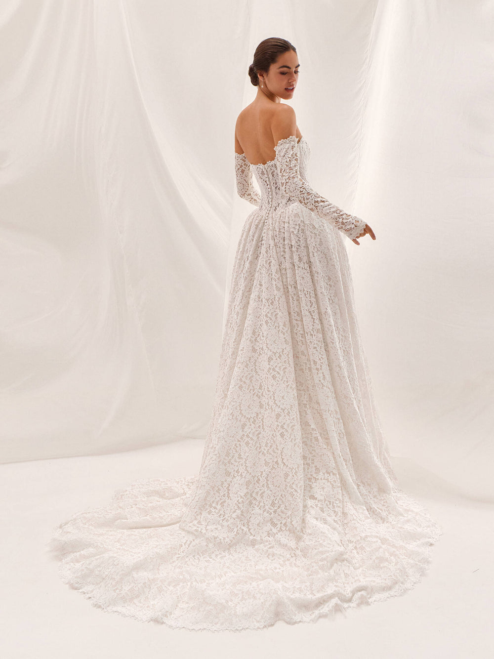 Pronovias Gevia princess lace wedding dress, image 2