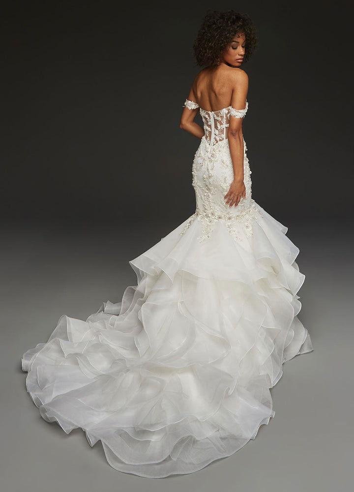 Ashley Justin Amayd 11122 sample sale mermaid wedding dress back view