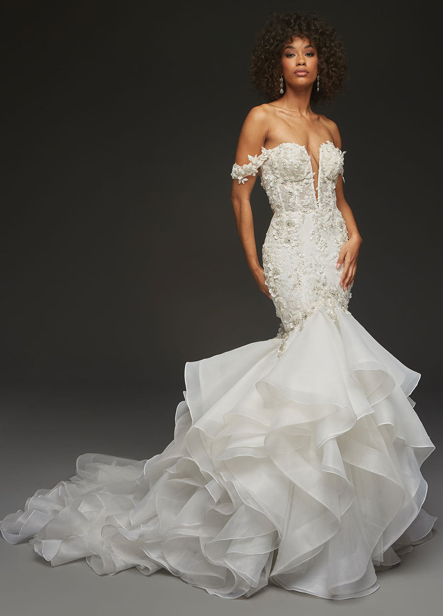 Ashley Justin Amayd 11122 sample sale mermaid wedding dress front view