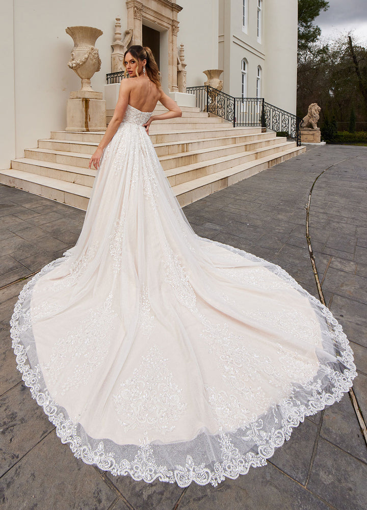 Ashley & Justin Easton - 12025 sample sale beaded wedding dress back view