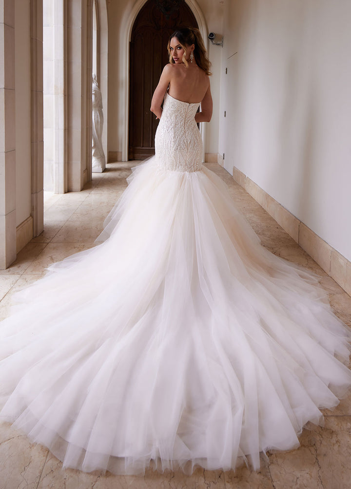 Ashley & Justin Eileen 12026 sample sale beaded fitted wedding dress back view