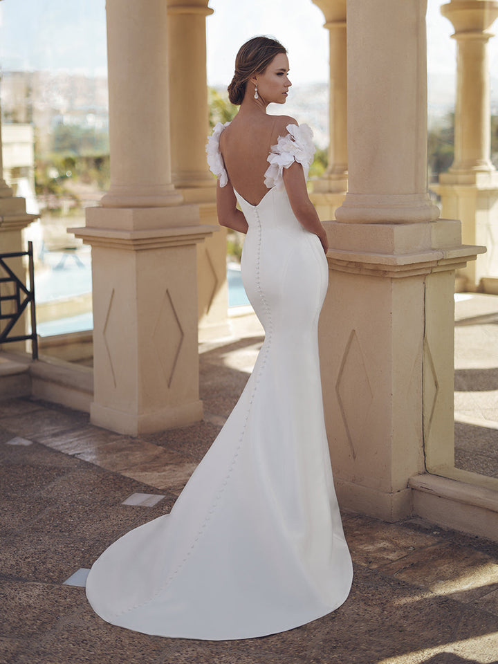 Blue by Enzoani Stella fitted wedding dress train view
