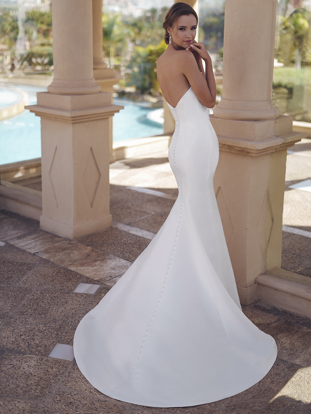 Blue by Enzoani Stella fitted wedding dress back view