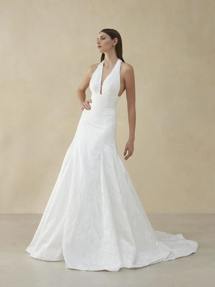 meghan markle halter dress Meghan Markle's Bridal EPSYs Look Channels Her Royal Wedding Dress