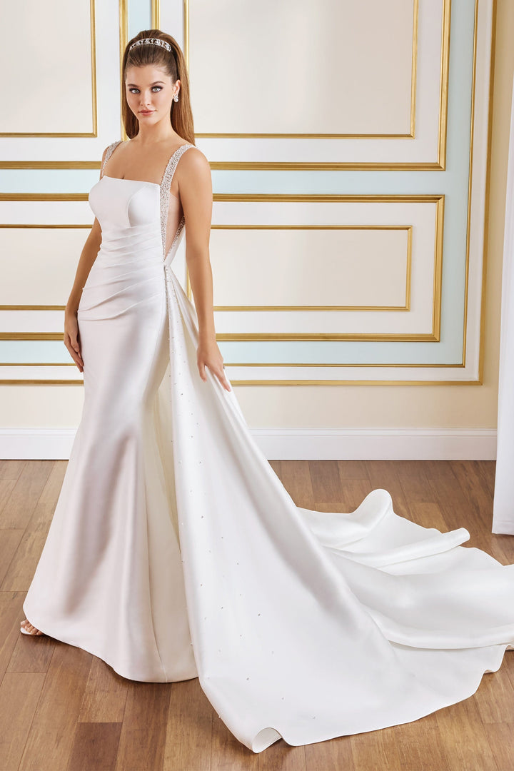 Martin Thornburg MT9105 Calla fitted  wedding dress with overskirt side view