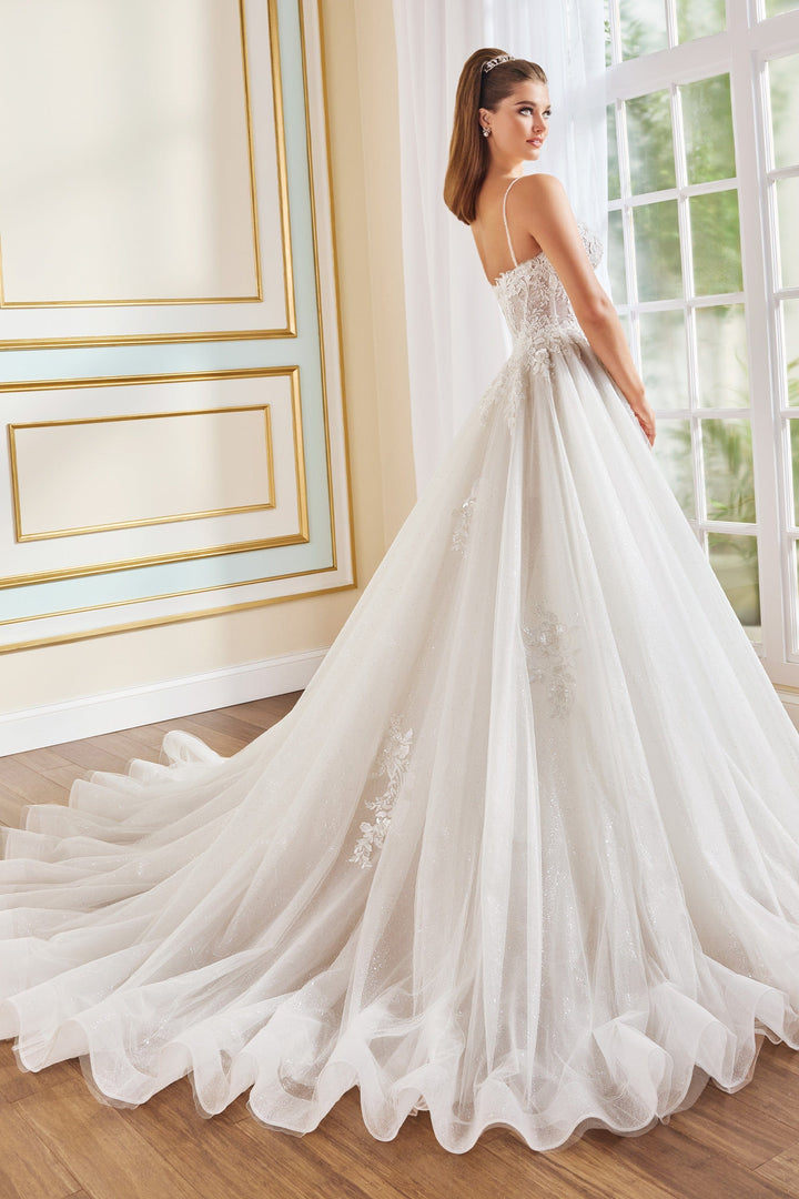 Martin Thornburg MT9111 Peony sample sale tulle wedding dress with floral lace with sparkles back view