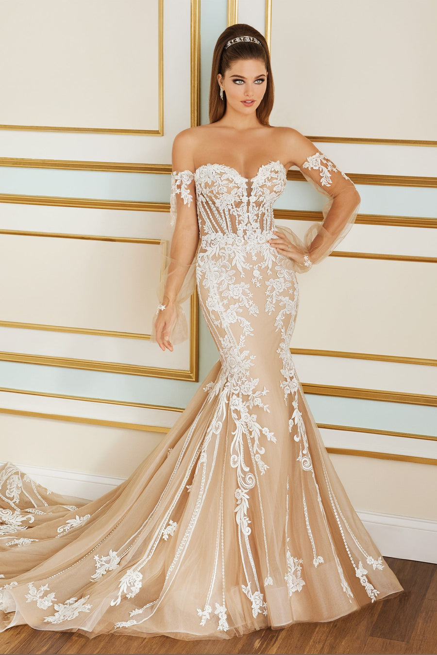 Martin Thornburg Wedding Dress 0 / Ivory/Mocha Martin Thornburg: MT9108 - Flora