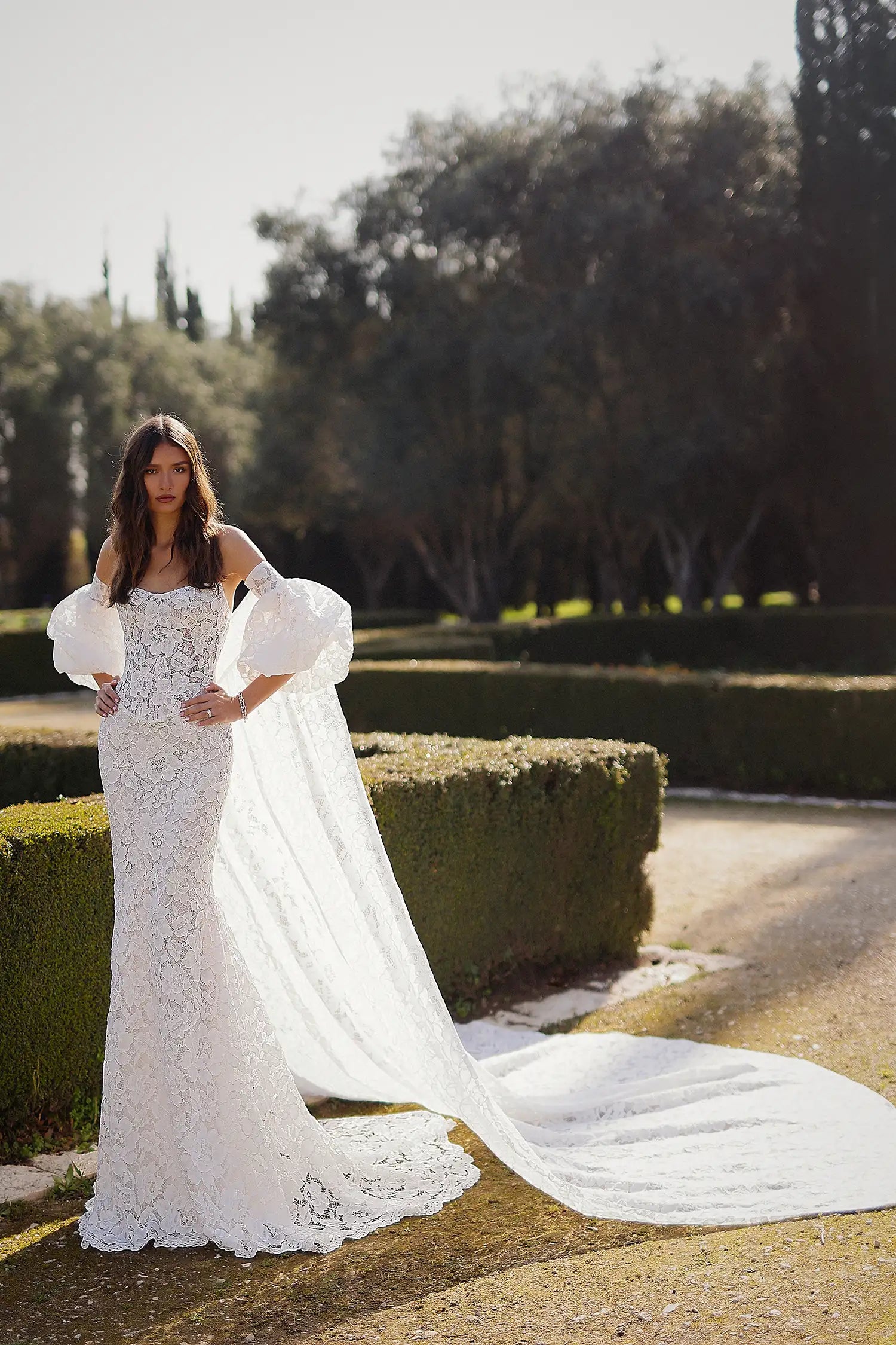Pnina Tornai 15203 lace fitted strapless wedding dress front view