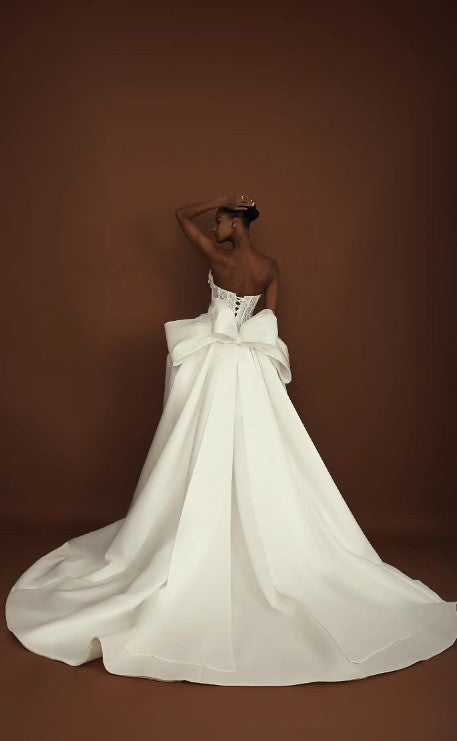 Pnina Tornai 15223 ball gown strapless corset beaded bodice wedding dress long train view