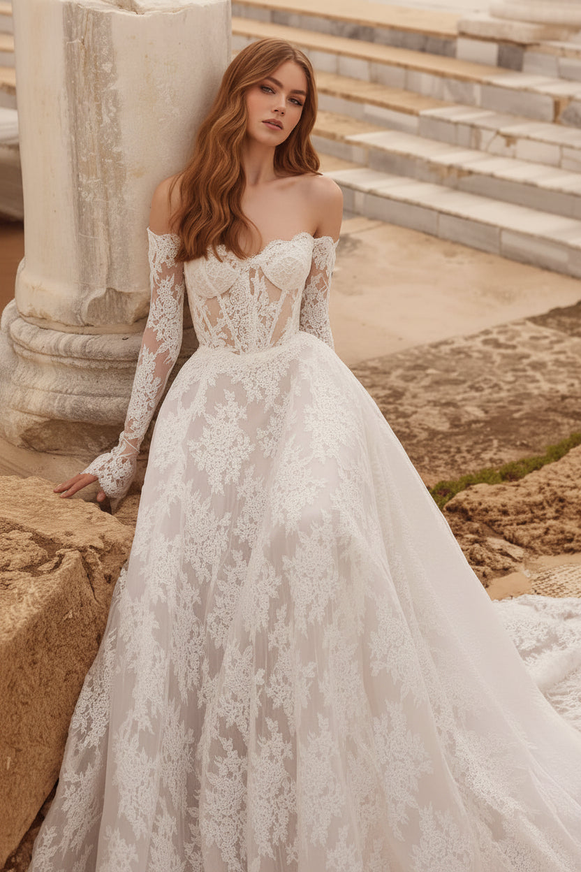 Bride wearing a couture Pnina Tornai wedding dress for the Pnina Tornai Trunk Show at Camellia Wedding Gown in Toronto.