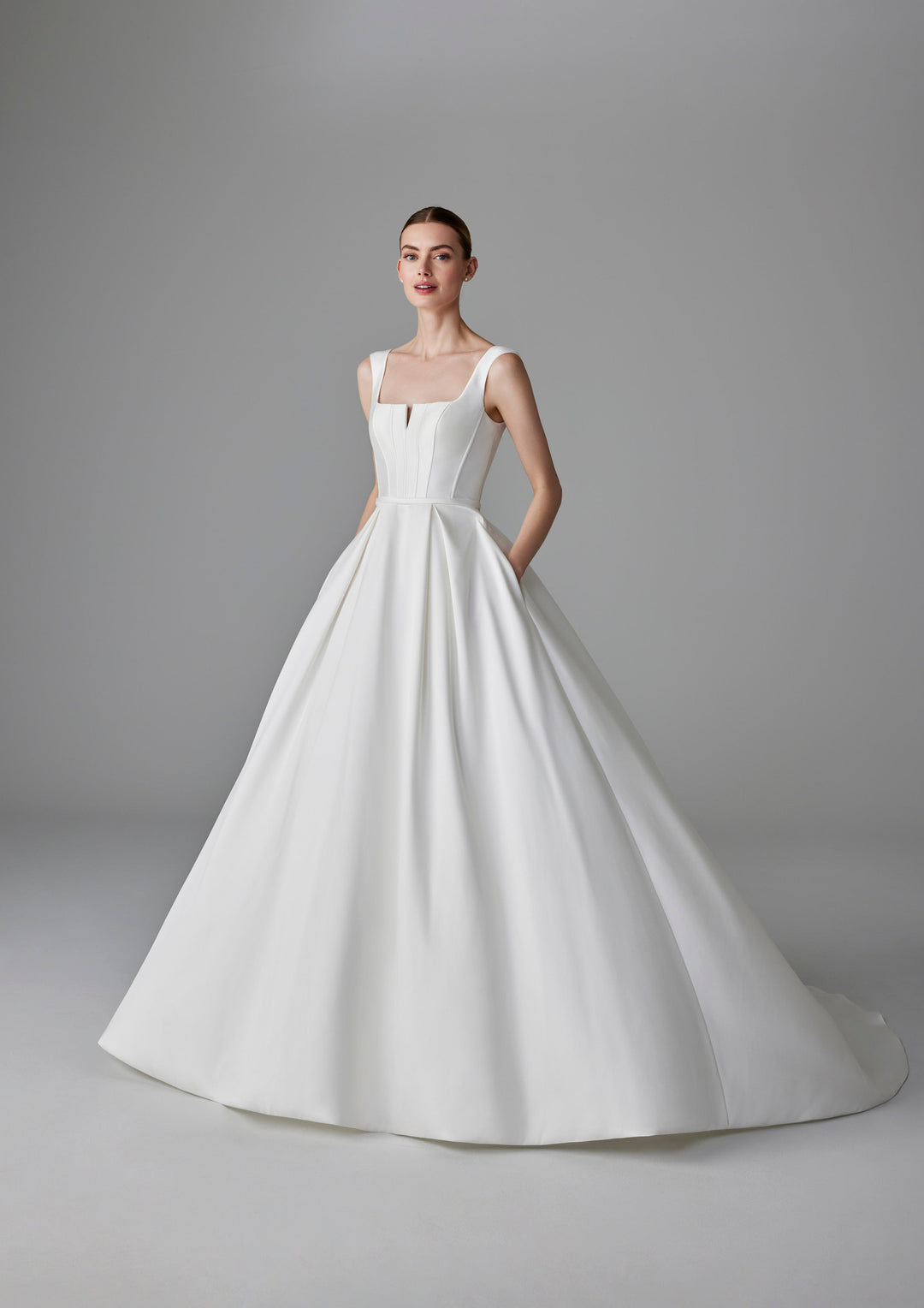 Pronovias Alphosine sample sale aline wedding dress with straps front view
