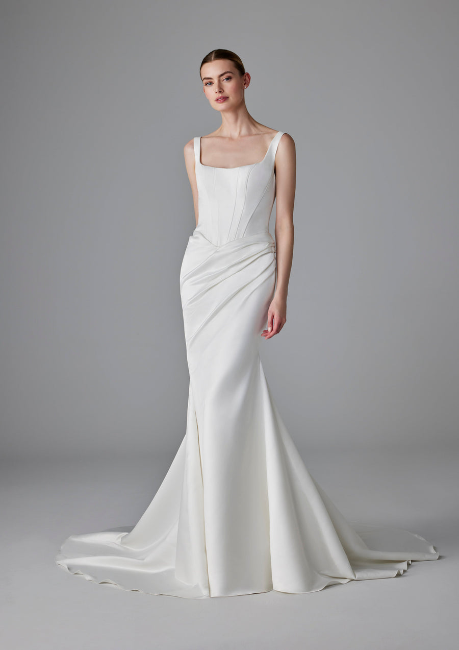Pronovias Dennise mermaid wedding dress square neckline front view