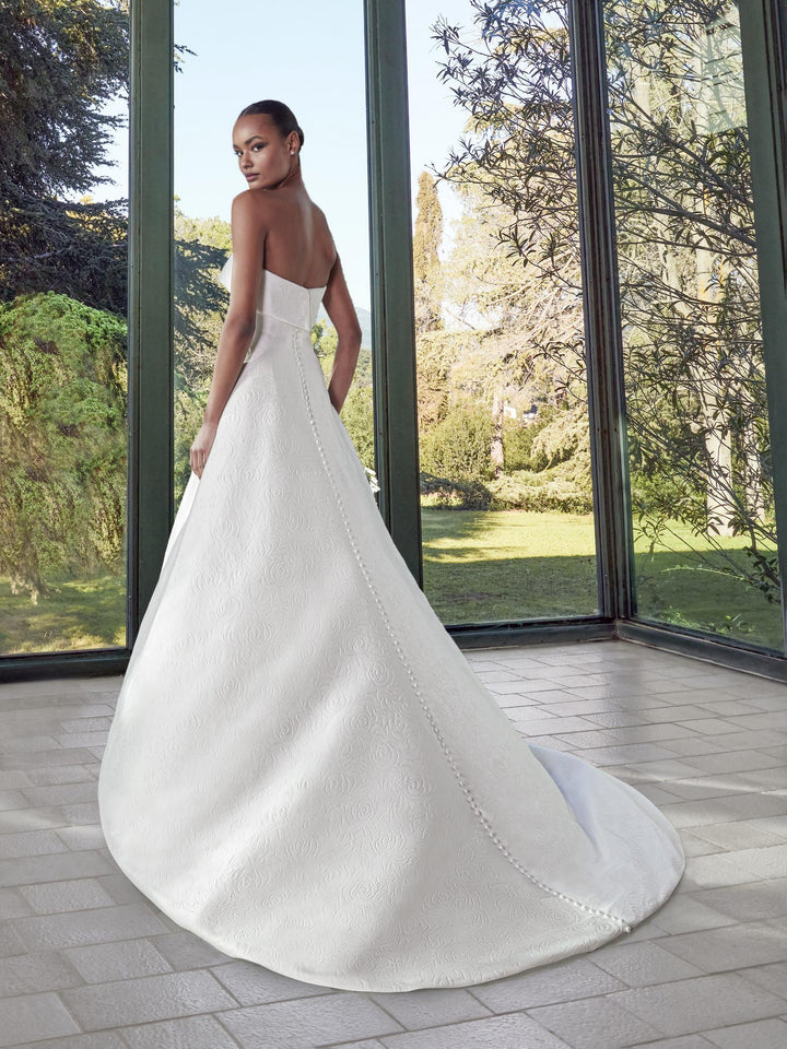 Pronovias Skies strapless a-line wedding dress back view