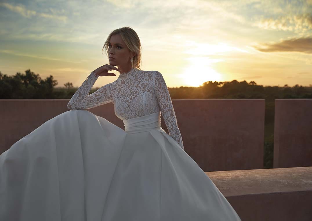 pronovias long sleeve dress Long sleeve lace wedding dress Massy