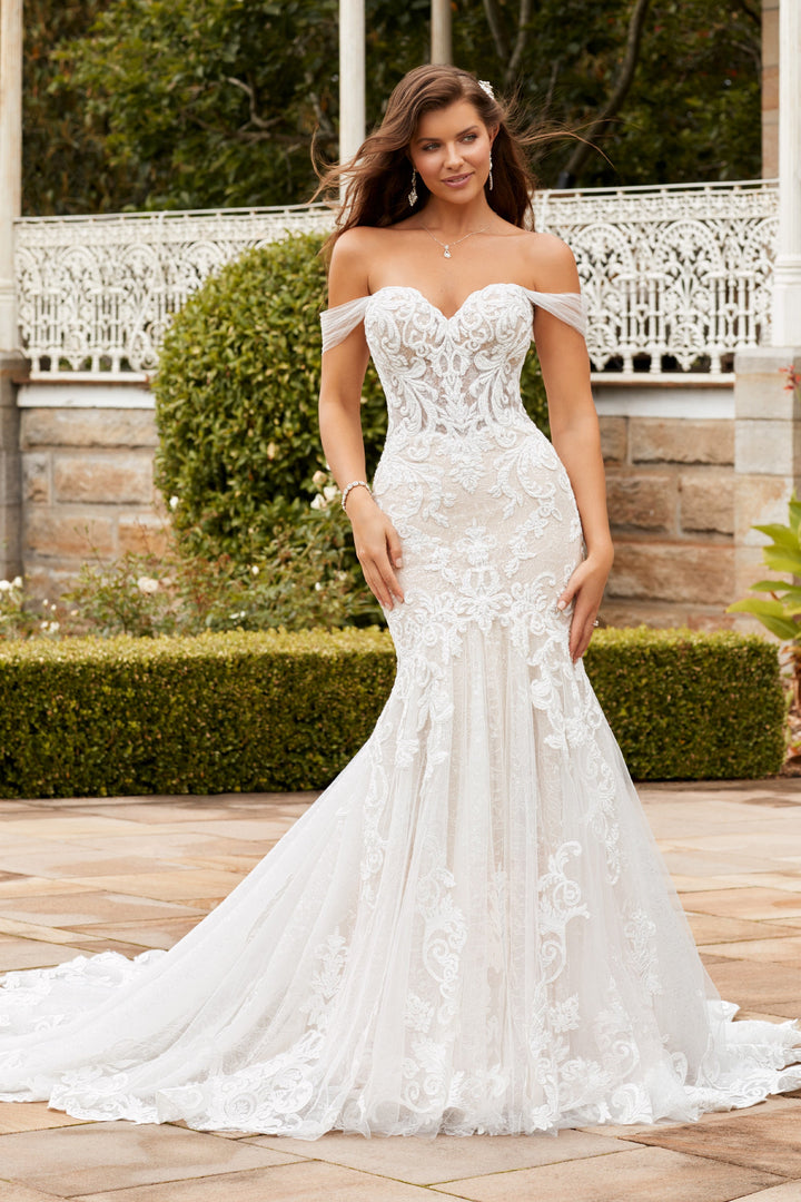Sophia Tolli Harley Y22277 lace fit and flare wedding dress front view