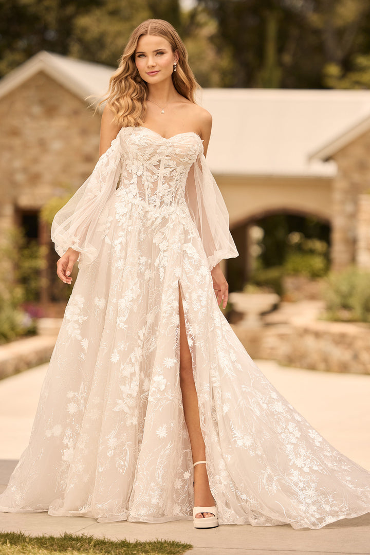 Sophia Tolli ST640 Jessica a-line wedding dress with floral lace and sweetheart neckline front view