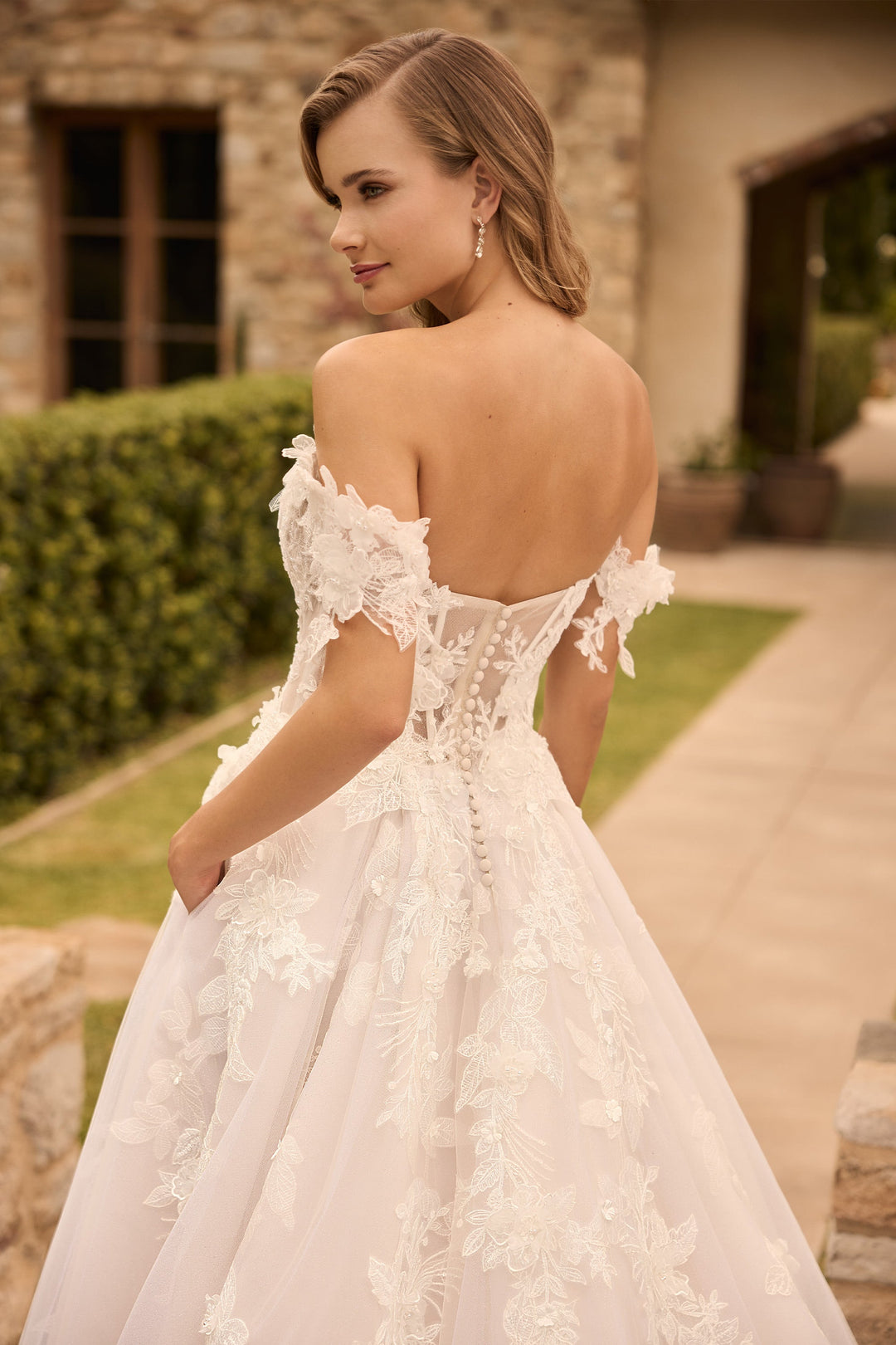 Sophia Tolli ST644 Blossom ballgown wedding dress with 3D floral details back view