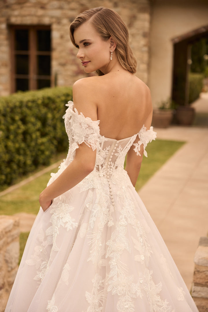 Sophia Tolli ST644 Blossom ballgown wedding dress with 3D floral details back view