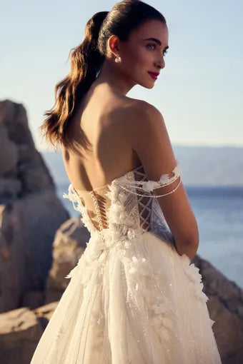 Sophia Tolli ST651 Palm tulle wedding dress with 3d-florals and sweetheart neckline back details view