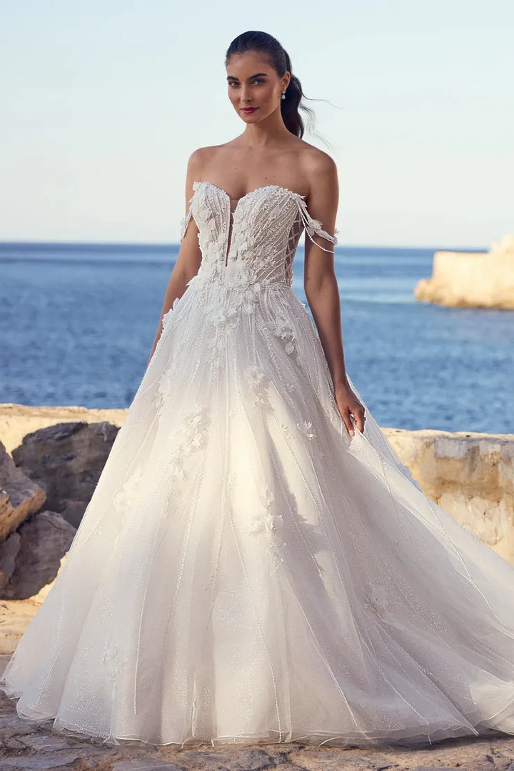 Sophia Tolli ST651 Palm tulle wedding dress with 3d-florals and sweetheart neckline front view