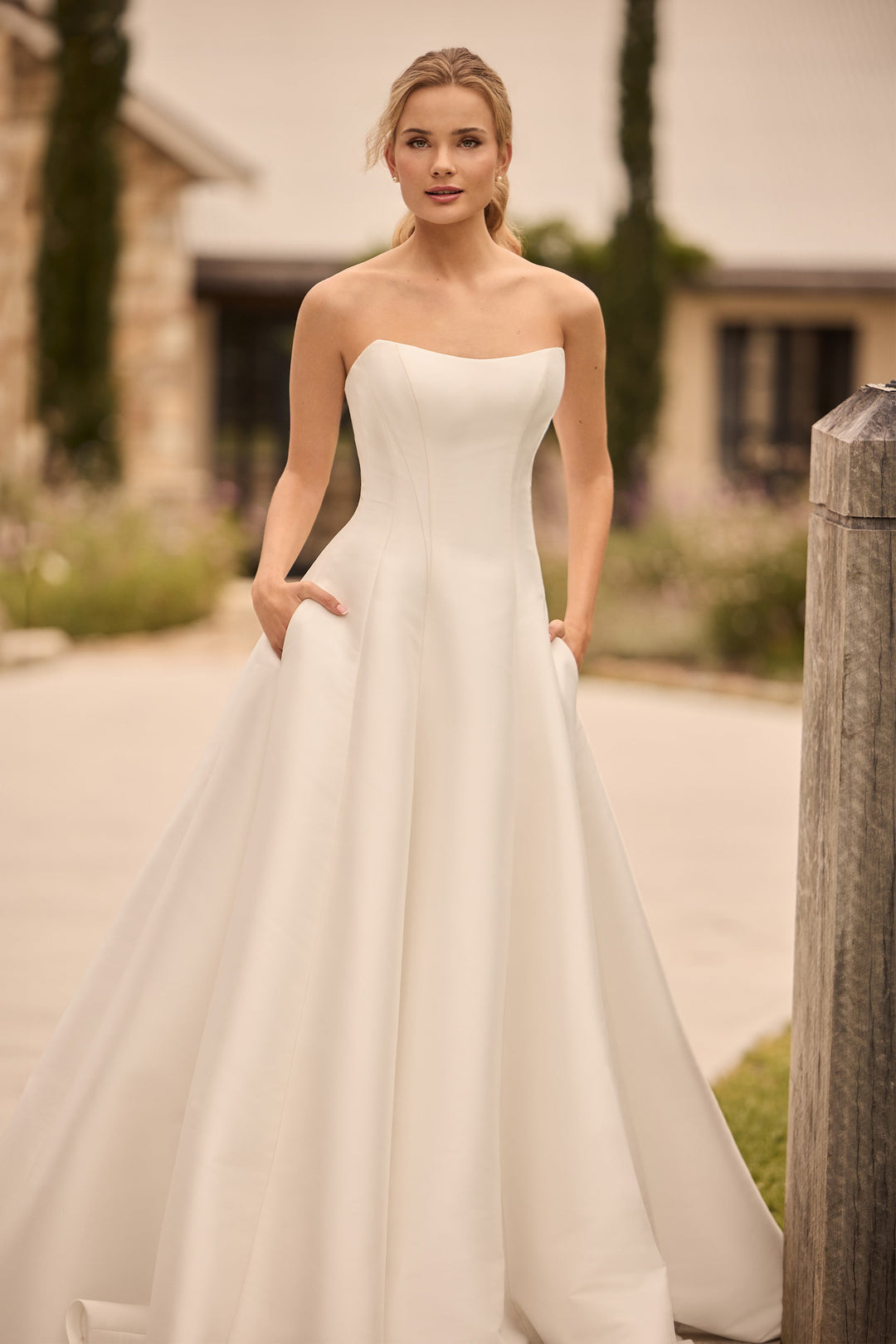 Sophia Tolli Y3166 Pearl a-line mikado wedding dress front view