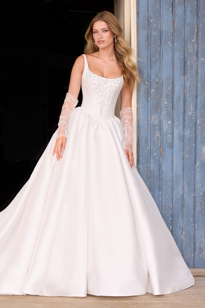 Sophia Tolli Y3213 Maribel ball-gown wedding dress with structured bodice and Basque waist front view