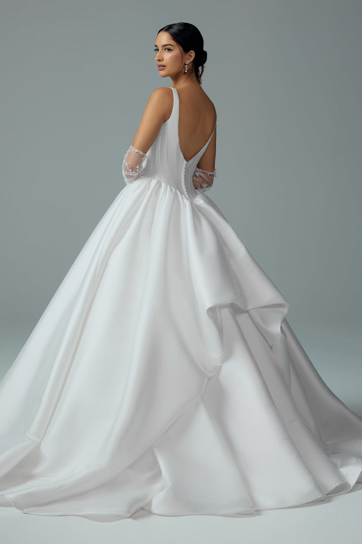 Sophia Tolli Y3213 Maribel ball-gown wedding dress with structured bodice and Basque waist back view
