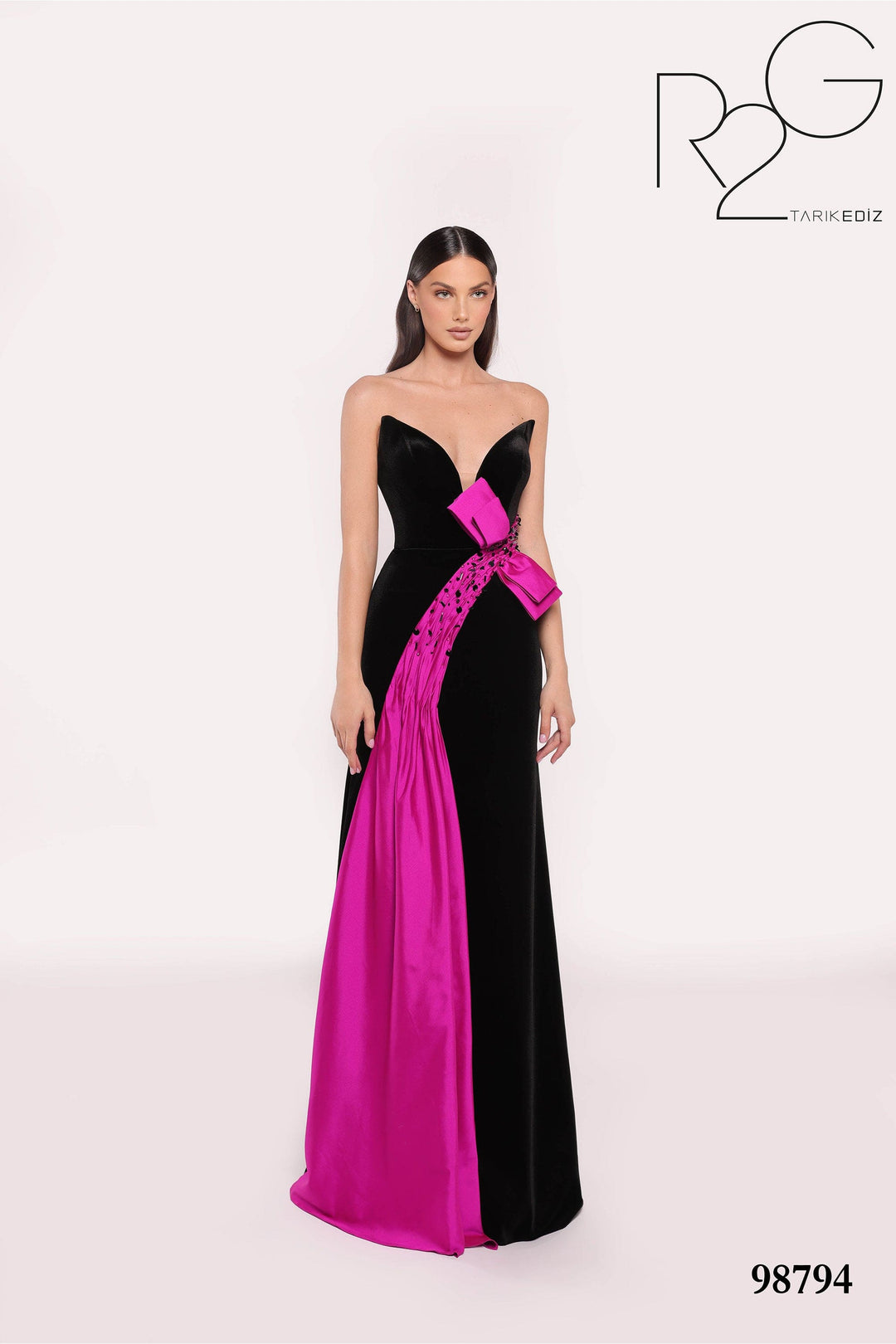 Tarik Ediz Evening Dress 0 / Black/Fuchsia Tarik Ediz: 98794