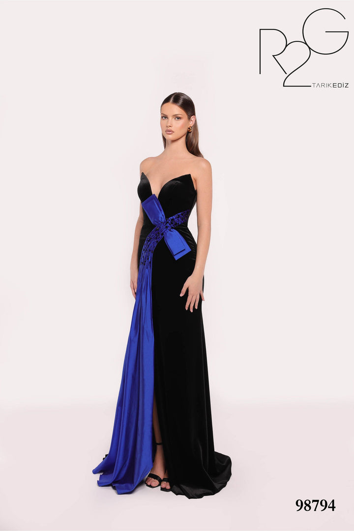 Tarik Ediz Evening Dress 0 / Black/Royal Blue Tarik Ediz: 98794