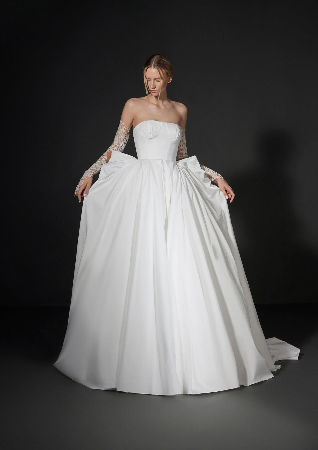 vera wang chiffon bridesmaid dress Vera Wang Chiffon Bridesmaid Gown Strapless Lace Back Sweetheart Inset VW360352