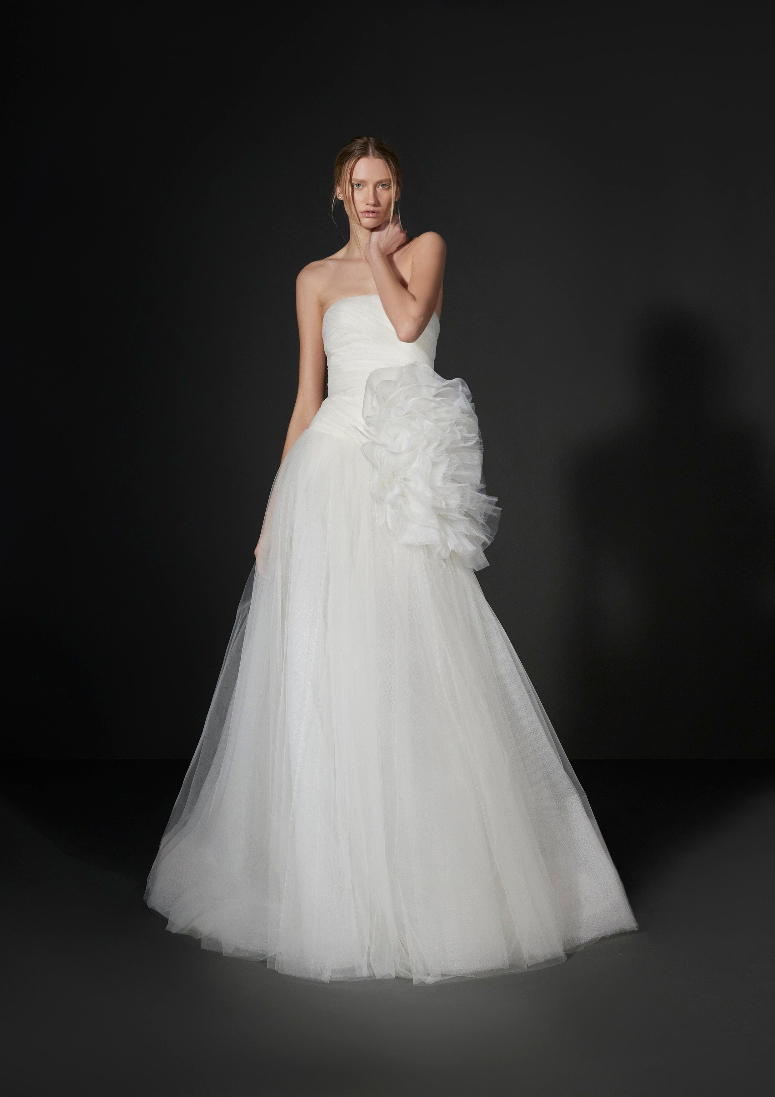 White by vera wang organza rosette wedding dress top