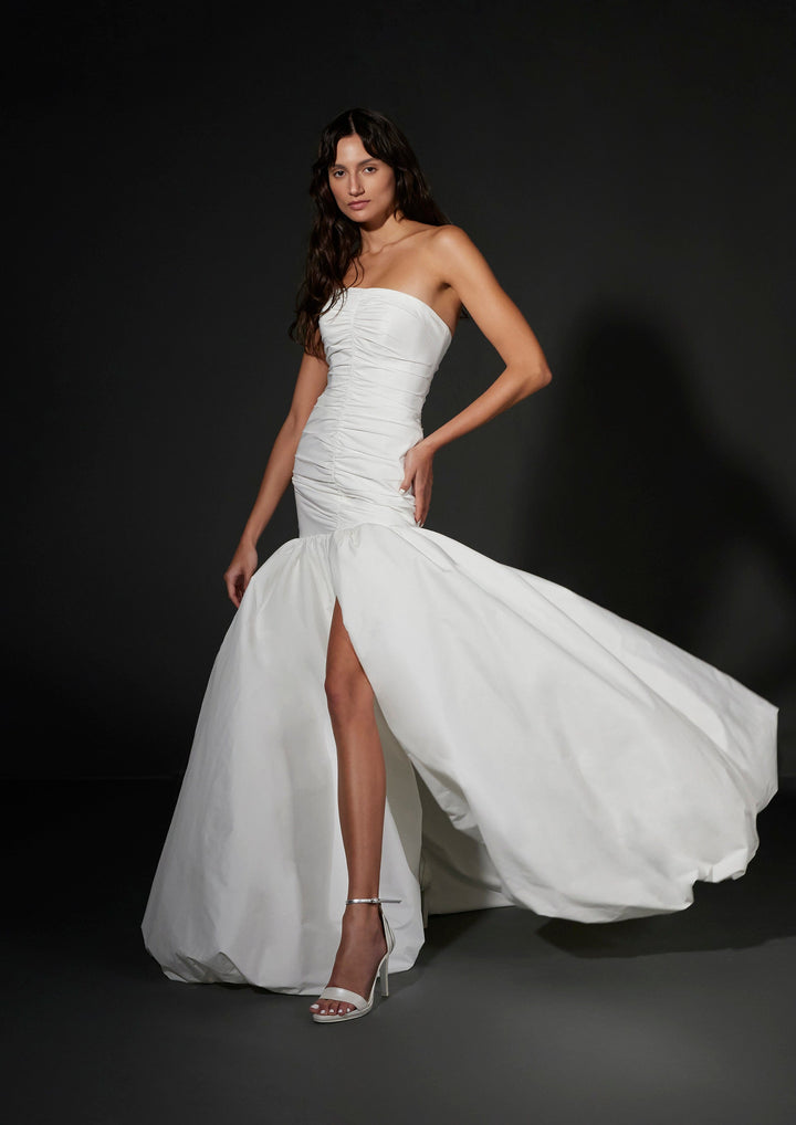 white by vera wang organza high low wedding dress White by Vera Wang Ruffled Organza Gown