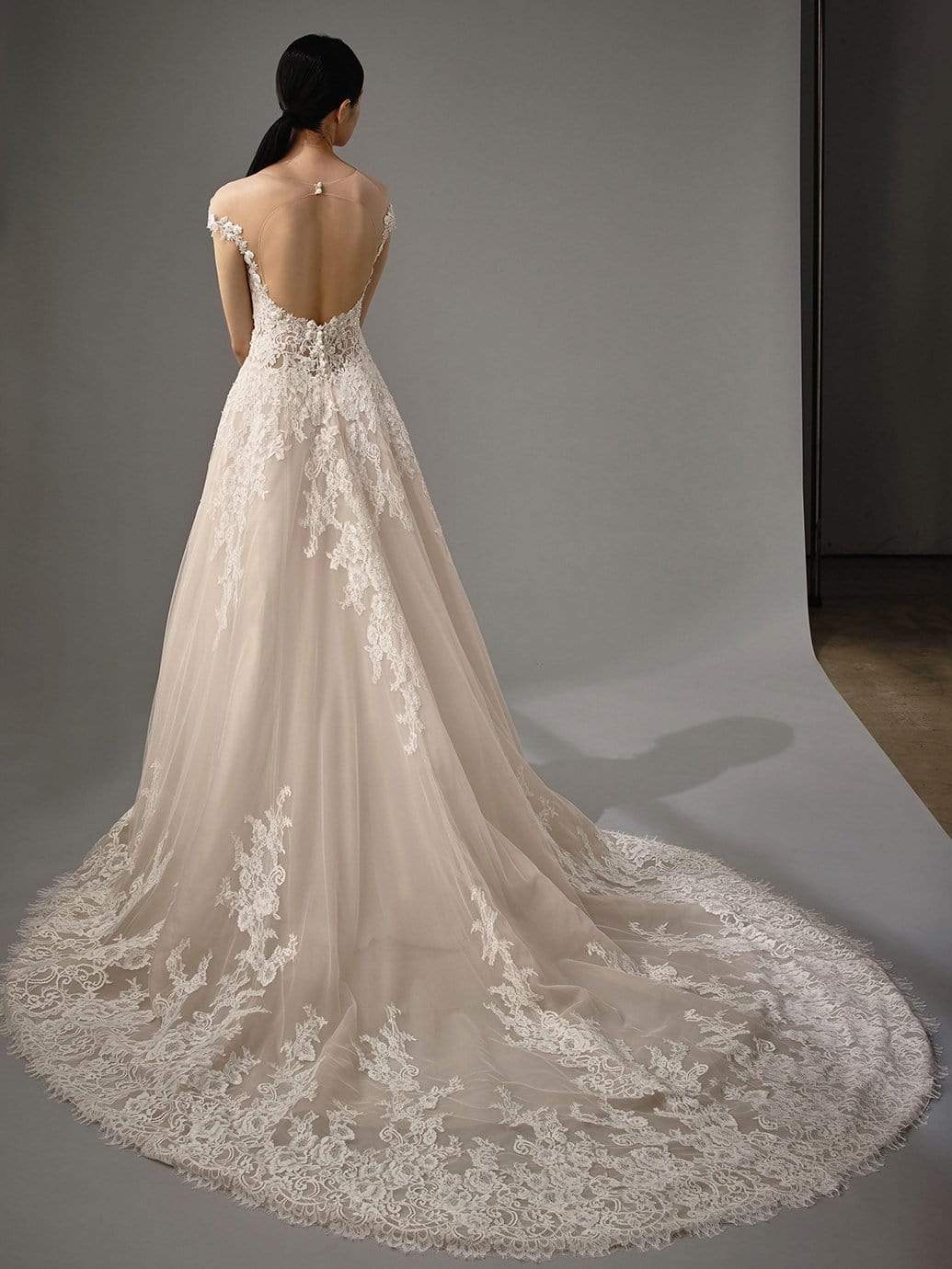 Ivory and blue wedding dress online