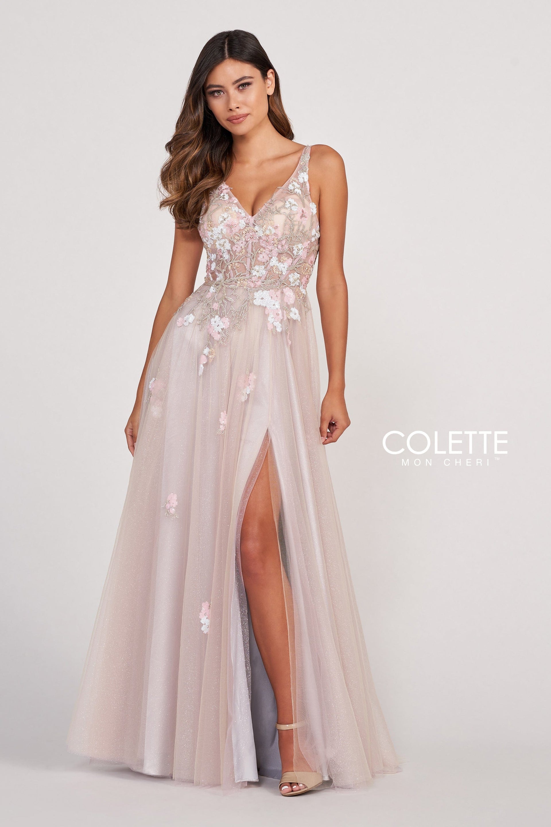 princess polly baby blue dress Colette CL12006 Elegant Floral Embroidered Gown  Mydressline