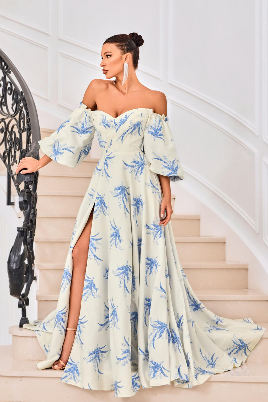 Jadore Evening Dress 4 / Blue Print Jadore: J24053