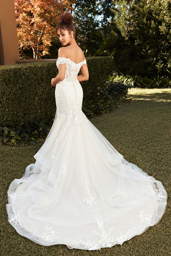 Sophia Tolli Y3104 Molly fit and flare wedding dress with floral lace back view